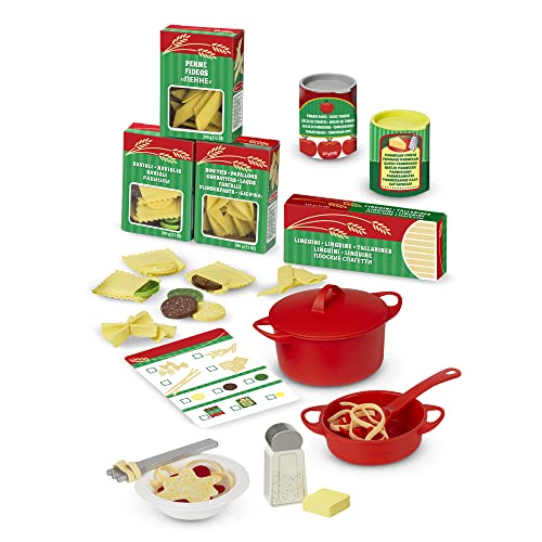 Melissa & Doug Teile Pasta Kochset, Spiellebensmittel, Küchenspielzeug, Rollenspielzeug, Holzspielzeug, Spielset, 3+ Jahre, Geschenk für Jungs oder Mädchen