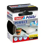 tesa extra Power Perfect Gewebeband - Gewebeverstärktes Ductape zum Basteln, Reparieren, Befestigen, Verstärken und Beschriften - Schwarz - 2,75 m x 38 mm