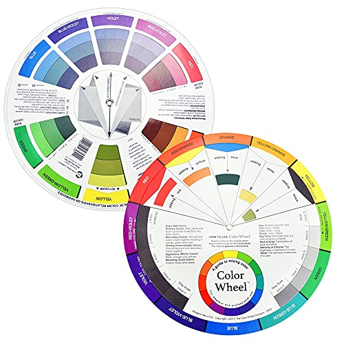 KLYNGTSK 2 Stück Color Guide Wheel Farbmischrad Farbmischung Farbrad Farbscheibe Farbkreis Drehscheibe Farbmischscheibe Farbmischtabelle Farbräder für Makeup, Malen, Design