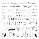 BHGT 6 Blätter 120+pcs Temporäre Tattoos zum Aufkleben Schriftzug auf Deutsch Inspirierende Sprüche Fake Tattoo Schwarz Klebetattoos Aufkleber für Frauen Männer