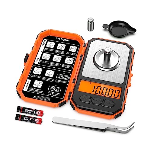 Ankilo Professionelle Taschenwaage,50g/0,001g Feinwaage Digitale Milligramm Waage,Hochpräzise Schmuckwaage im Taschenformat, mit 20g Cal-Gewicht, Pinzette,Tray