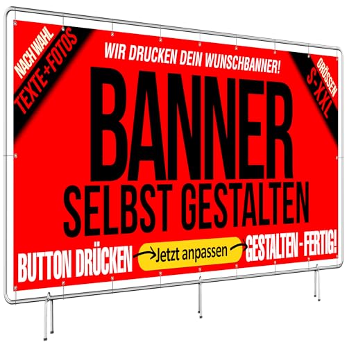 Dein Banner personalisiert mit Text/Logo/Foto | ideal für Aussenwerbung, Hinweisschild, Geburtstag, Events, Hochzeit, Jubiläum, Schulabschluss, Werbebanner