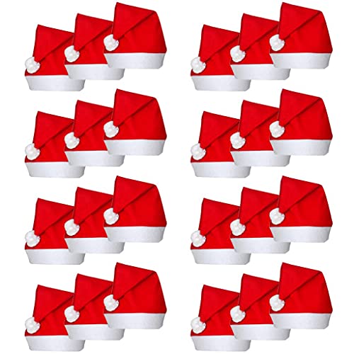 KTHLBRH Möbelgeschäft (Schneller Versand) Weihnachtsmütze Nikolausmütze Mütze Weihnachten Nikolaus rot für Erwachsene Kinder Weihnachtsfeier Weihnachtsmarkt Weichnachtsmannmützen 24 Stk.
