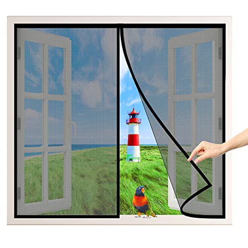 Magnet Fliegengitter BalkonFenster, 250x180 cm Insektenschutz Magnet Fliegenvorhang, mit Heavy Duty Mesh Fliegengitter für Küche Wohnzimmer Schlafzimmer, Schwarz P