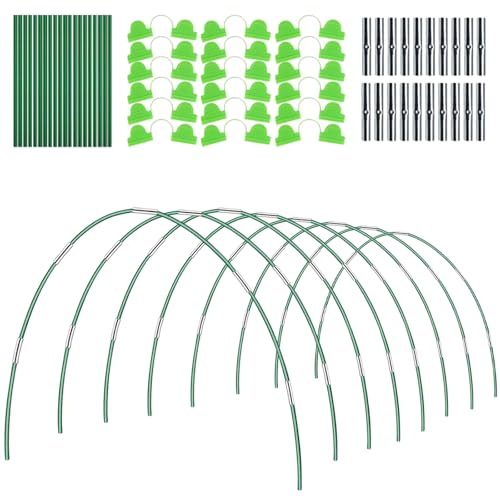 MQHUAYU Pflanztunnel Bögen, 48 Stück Folientunnel für Hochbeet, Gewächshausreifen für Hochbeete, Gartennetze, Reihenabdeckung (Grün-48 Stück)