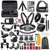 JOYBOY Zubehör Kit fürAction Kameras,54-in-1 Black Zubehör Set, Schutzfolie Wasserdichtes Gehäuse Silikon Schutzhülle Fahrradhalterung Tauchfilter,Reisen Wandern Action Kamera Zubehör Set Bundle