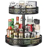 Lazy Susan Organizer mit 2 Etagen, Drehteller, Gewürzregal, 30,5 cm, verstellbar, Metall, drehbar, Lazy Susan für Schrank, Speisekammer, Küche, Arbeitsplatte, Esstisch, Schrank, Badezimmer,