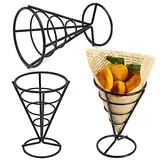 Jicyor Edelstahl Pommes ständer, 3 Stück Kegelform Pommes Frites Halter Ständer Durable schwarz Pommesständer für Familien Restaurants Cafés Bars Snackbars Hochzeiten Partys