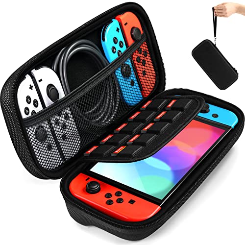 ivoler Tasche Kompatibel mit Nintendo Switch/Nintendo Switch OLED, Portable Protective Hard Shell Tragetasche Hülle mit Speicherplatz für 20 Spiele, und anderes Zubehör