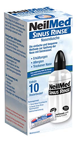 NeilMed Nasendusche hilft bei Erkältungen, verstopfter Nase, schnell und einfach anzuwenden, sofort lieferbar, mit 10 Portionen Nasenspülsalz