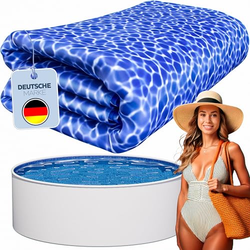poolomio® Poolinnenfolie blau Marmor für Rundbecken 360 x 120 cm | 0,25 mm Stärke | Innenhülle Pool aus hochwertigem PVC | Ersatzfolie mit 10 cm Überlappung