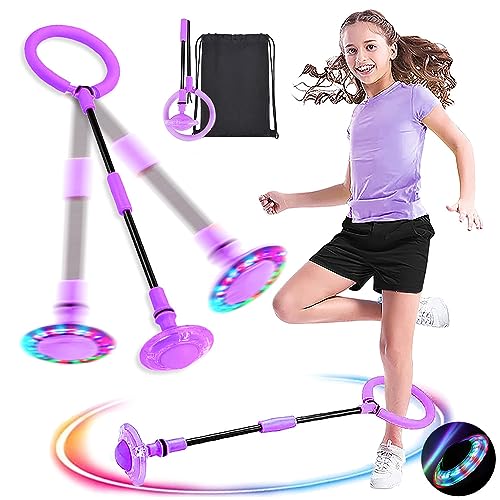 MEISHANG Swing Wheel mit Lichtrad,Kinder Blinkender Springring,Kinder Blinkender Springring Fußkreisel,Springender Ball Blinkender,Faltbarer Flash Jumping Ball,Blinkender Sprungball