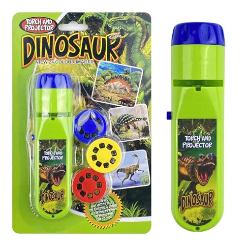 MeoZynxadril Projektor Taschenlampe Kinder, Dino Taschenlampe mit 3 Scheiben, 24 Bilder, Geschichte Diashow Beamer Spielzeuge, Kleine Diashow Projektor, Lernspielzeug für Jungen Und Mädchen