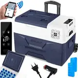 KESSER® Kompressor Kühlbox elektrisch Gefrierbox, 30 Liter Mit APP-Steuerung USB-Anschluss 12/24 V 230V, +Teleskopstange, 2x Kühlakkus Räder Kühlschrank Kühlung bis -20 °C für Auto, Lkw, Boot