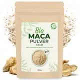 Curly Superfood Gelbes Maca Pulver Bio 500g - 100% Bio Maca Gelb aus Peru in naturreiner Rohkost Qualität ohne Zusätze - Feines Pulver für Smoothies, Säfte & Wasser