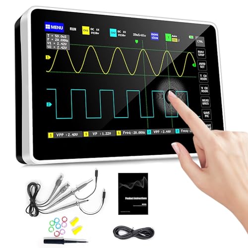 Oszilloskope Handheld, AOPUTTRIVER T4-1013DE Digitales Oszilloskop 100 MHz Bandbreite mit 2 Kanälen, 1GSa Abtastrate, 7" großer Touchscreen, 1 GB Speicher