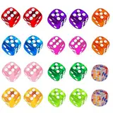 COYUN 20 Stück Würfel Set, 6 Seitige Spielwürfel 10 Farben, Dice Set aus Acryl 14 mm, Würfel Bunt mit Einstecktaschen, Würfelset mit Aufbewahrungsbox für Tischspiele Würfelspiele, FarbSpielwürfel