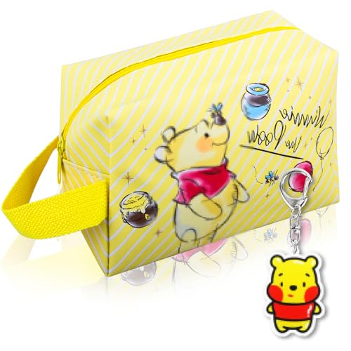 Kosmetiktasche, Winni-e Makeup Tasche, Cartoon Kosmetiktäschchen für Handtasche mit Schlüsselanhänger, Kosmetiktasche Kinder Mädchen Jungen