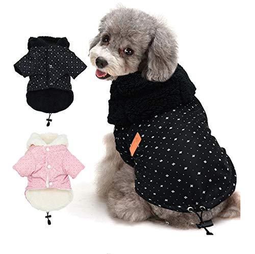 Tineer Pet Puppy Little Star Coat, Haustier Hund warme Winterkleidung Welpen Katzen Pullover Mantel Bekleidung kleine Hund (L, Schwarz)