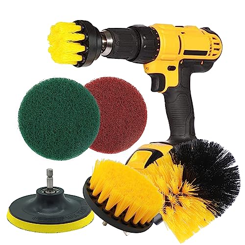 Bürstenaufsatz Bohrmaschine Set 6 Stück Power Scrubber Reinigung Kit Auto Küchen Fliesen Teppiche Bürste für Bohrmaschine Akkuschrauber Bürste Drill Brush Befestigung (Bohrmaschine Nicht enthalten)