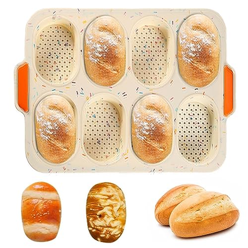 aghoer Backform Brötchen,Brotbackform, Brötchenbackformen, Antihaft Backblech Brotbackformen, für 8 Brötchen, für Backt French-Bread, Breadstick und Brötchen