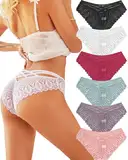 ALL OF ME 6er Pack Brazilian Slips Damen Spitze Unterhosen Sexy Unterwäsche Dessous Frauen Panties Brasilien Underwear Women Bikini Mehrpack S-XL