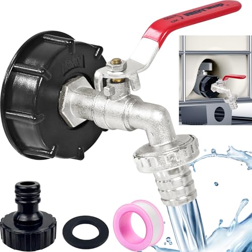 IBC Auslaufhahn, IBC Tank Zubehör, 1000l Wassertank Zubehör Auslaufhahn mit 3/4 Zoll Anschluss IBC Adapter, IBC Container Zubehör für IBC Tank 600/1000L Grobgewinde S60x6