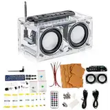 Heemol Elektronik Löt Bausatz Radio Mini Verstärker,87.5-108MHZ DIY Kit Verstärker Bluetooth Lautsprecher mit Spektrum mit LCD Display mit Fernbedienung Löten Praxis Lose Teile
