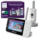 AVENT Philips Connected Videophone mit WLAN, hochwertiger HD-Kamera, Infrarot-Nachtsichtfunktion, Schrei-Erkennung, Gegensprechfunktion, DEKRA Zertifiziert privat und sicher, SCD951/26