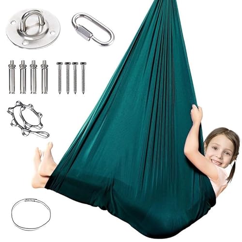 Sensory Körpersocken Sensorische Schaukel, Therapieschaukel Kinder Erwachsene Hilfsmittel Bei Autismus Ängsten Konzentrationsmange Indoor Sensory Swing, Schaukeltuch, Nestschaukel Outdoor(Dunkelgrün)