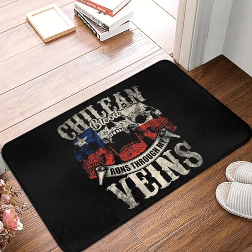 MSHEEFG Türmatte Chilenische Flagge Blut fließt durch Meine Adern Anti-Rutsch-Fußmatte Bodenmatte Teppich für Küche Eingang Haus Schlafzimmer Fußmatte Matten Waschbarkeit 40 * 60 cm