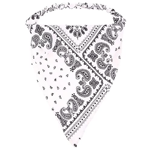 Elastisches Haartuch Vintage Dreieck Boho Kopftuch Bohemian Head Wrap Fußball Haarband Männer (White, One Size)