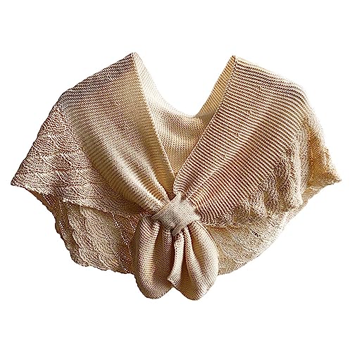 G-LIKE Damen Umschlagtuch Schultertuch Halstuch – Frühling Sommer Herbst Nackenschutz Schal Umhang Cape Gestrickt Ausgehöhlt Prominenz Stil Häkelarbeit Dekorativ für Frauen Mädchen (Beige)