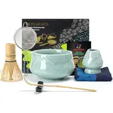 TEANAGOO Matcha-Set| MatchaTee Set| Matcha Besen| Matcha Tea Set | Matcha Schale| Matcha-Tee-Set für die Zubereitung von Frühstück/Matcha-Latte, N36, Seladon-Blau,Geschenk für Matcha-Liebhaber