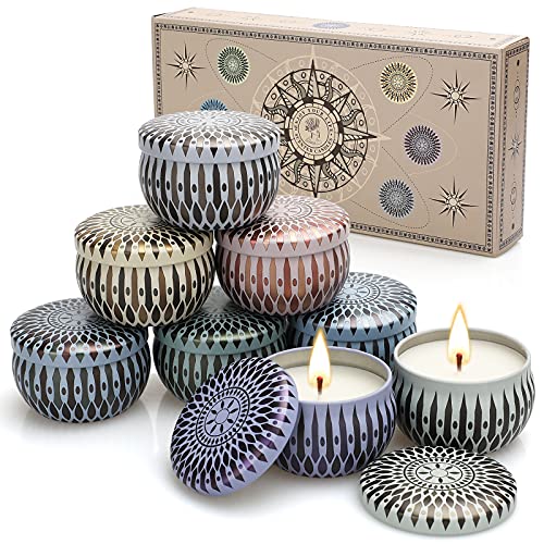 8 Stück Duftkerzen Geschenkset für Frauen, Duftkerze Set Aroma Kerzen, 2.5OZ Natürliches Sojawachs Aromatherapie Kerzen Geschenkset, für Weihnachten Mutter Bad Geburtstag Yoga Jahrestag Frau