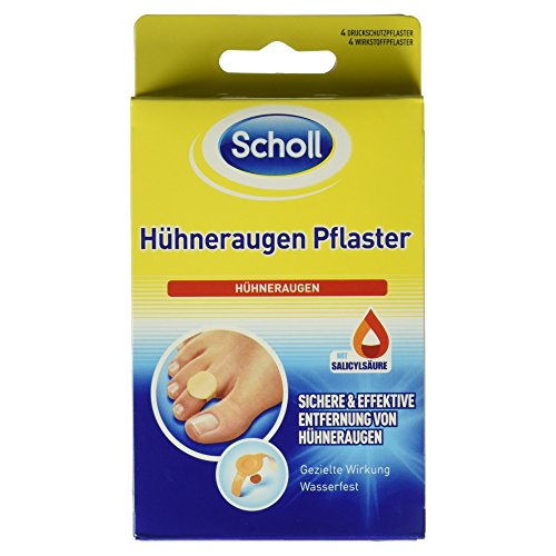 Scholl Hühneraugenpflaster zum Hühneraugen Entfernen - enthält 4 Hühneraugenpflaster und 4 Druckschutzpflaster - zur sofortigen Schmerzlinderung - dermatologisch getestet und wasserfest, 8 stück