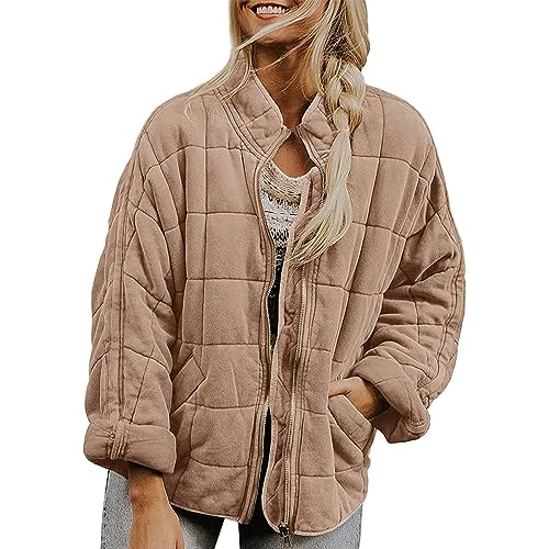 Briskorry Winterjacken für Damen, Steppjacke Damen Winter, Outdoorjacke Warmer Ohne Kapuze Trenchcoat Zipper Langarm Down Jacket Lässiges Übergrößen Fleecejacke Elegant Jacken Teenager Mädchen