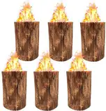 Jack's Schwedenfeuer 6 Stück | Baumfackel groß 25cm Höhe | Gartenfackel Set Feuerfackel Ø17-24cm | Schwedenfackel bis 2h Brenndauer | Holz Feuer 100% Natur