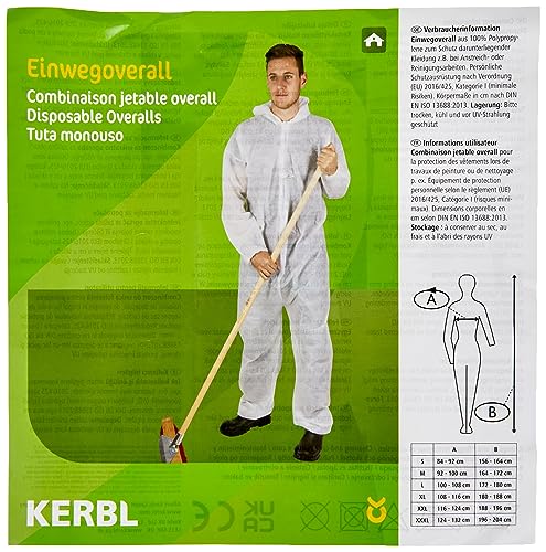 Kerbl 3409 Polypropylen Einweg Overall, Größe L, weiß