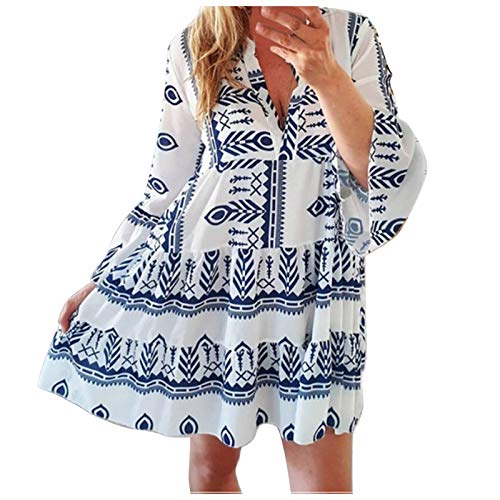 clean Girl Must Haves reduzierte Kleider Kleid Damen Sommer Rock im -Stil Tunika-Stil lang Frauen Abgestuft böhmisches Urlaubskleid Plus-Size-Kleid Damen Kleider Elegant Festlich