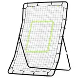 HOMCOM Baseball Rebounder PitchBack, Tragebar Fußball Rebounder, Rückprallwand Netz mit Schlag-Zone für Baseball, Fußball, Metall, Schwarz, 90 x 80 cm