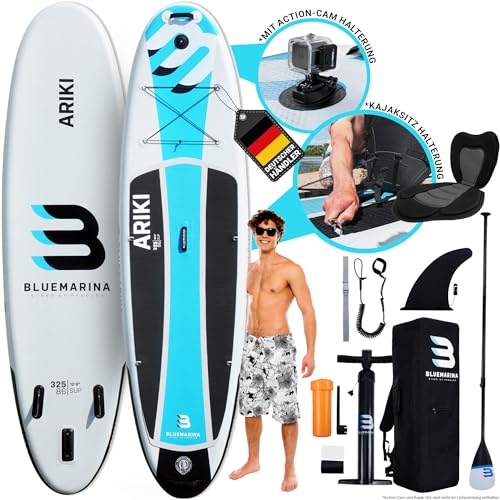 Bluemarina Stand Up Paddle Board aufblasbar Ariki | ? ????? ???????? - 140 kg Tragkraft - Paddling Set - SUP Board - Surfbrett (Ariki 325x86x15cm)
