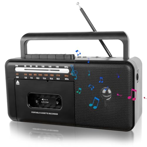 Tragbarer Kassettenrekorder, Vintage-Kassettenrekorder mit AM/FM/SW-Radio, eingebautem Lautsprecher, 3.5mm Kopfhörerbuchse, Unterstützung TF-Karte/USB-Eingang