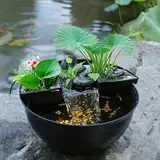 Biling Tischteich für den Innenbereich, Kleines Fischteich Set mit Wasserfall, Tisch Wasserfall Brunnen Set Wassergarten für Büro Wohnzimmer Balkon Garten, gut für Meditation und Entspannung, Schwarz