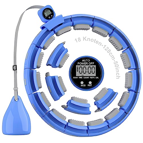 Smart Hoop Reifen Erwachsene und Anfänger, Hullahub Reifen zum Abnehmen，Smart Hoop Leise XXL 128CM，Fitness Hoop mit Gewicht, Zähler und Noppen