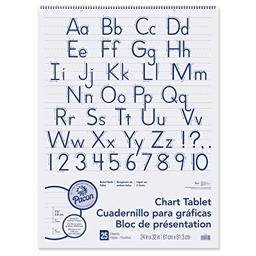 Chart Tablets w/Manuscript Cover, Ruled, 24 x 32, White, 25 Sheets/Pad