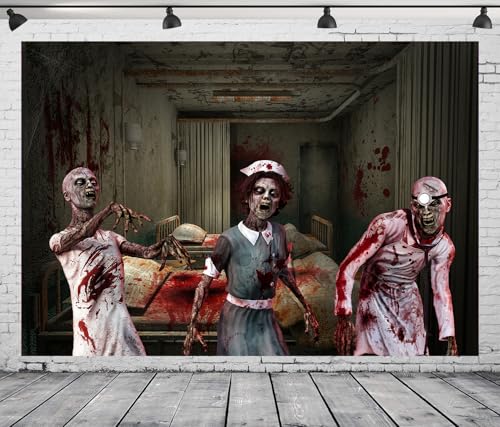 DePhoto Halloween-Fotografie-Hintergründe, verfallene gruselige Krankenhausabteilung, Zombie, blutige Wand, gruseliger Hintergrund, Spukhaus, Innenmordverbrechen, Portrait, Fotokabinen-Requisiten, 3 x