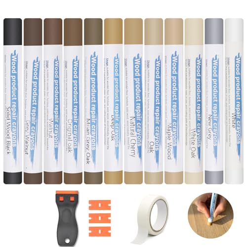Hartwachs Reparaturset 12 Farben, Laminat Reparaturset, Parkett Reparaturset, Fliesen Reparaturset, Raufaser Reparatur, Holz Reparaturset, Vinyl Reparaturset für Laminat, Holz, PVC