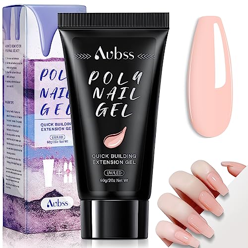 AUBSS Poly Nagel Gel 60ML, Natur Nude Rosa Art Acrylgel für Nägel Builder Gel Nagelverlängerung Gel Quick Extension Building Acryl Nagelgel für Techniker DIY Salon