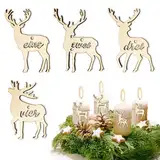 Adventskranz Zahlen 1 2 3 4 für Kerzen & Kerzenhalter, Zahlen Adventskranz Holz Deko Weihnachten Kerzenanhanger, für Adventskerzen Deko Weihnachtsbaum Deko